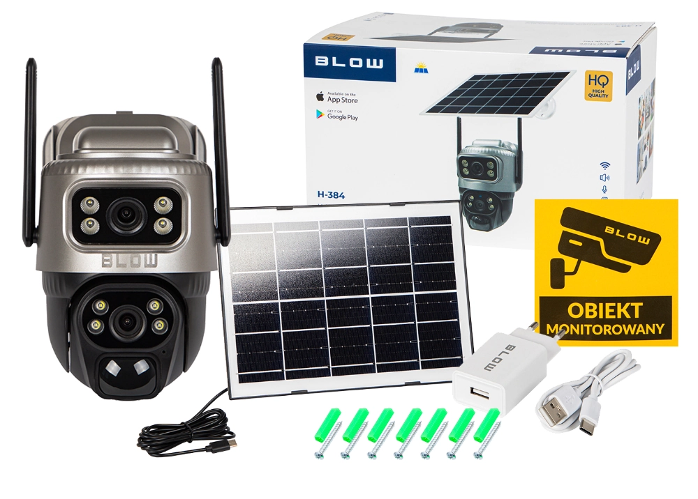 Zewnętrzna kamera BLOW WiFi PTZ 4MP H-384 DualLens + panel solarny