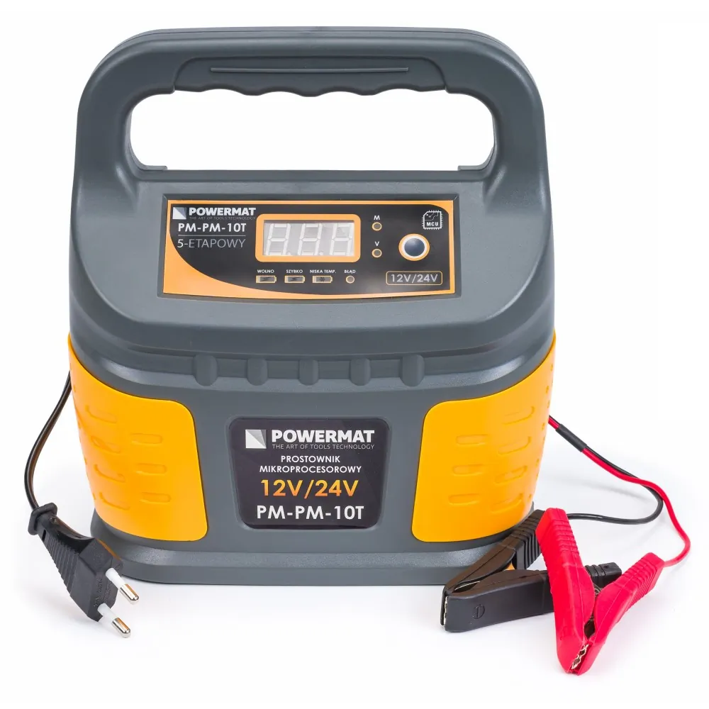Prostownik mikroprocesorowy akumulatorowy 12/24V Powermat PM-PM-10T 5-etapowy
