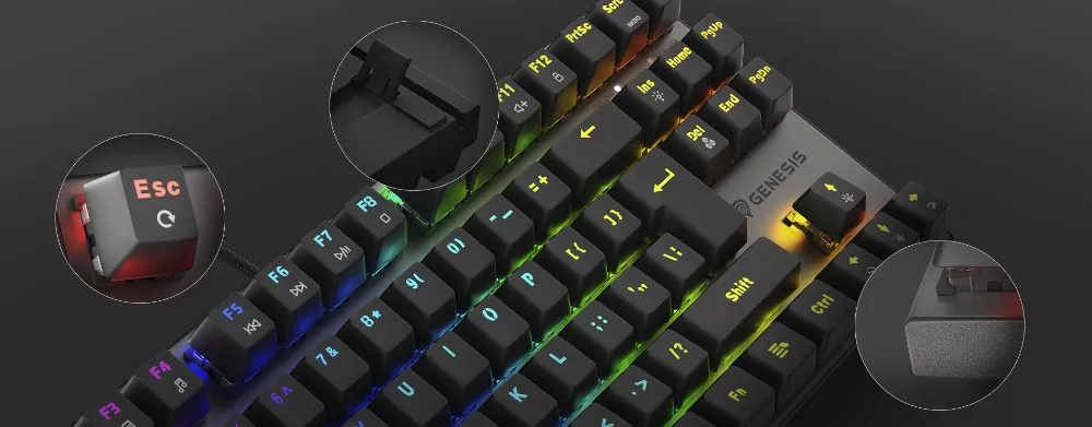 Aluminiowa klawiatura mechaniczna Genesis THOR 303 TKL RGB podświetlana gamingowa dla graczy