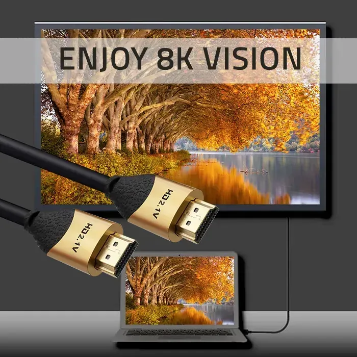 Kabel HDMI v2.1 Qoltec Ultra high speed 8K 60Hz 30AWG GOLD Ethernet 1m