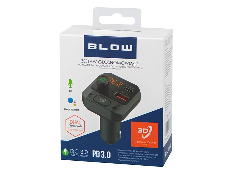 Transmiter FM BLOW BT zestaw głośnomówiący + 3D Stereo