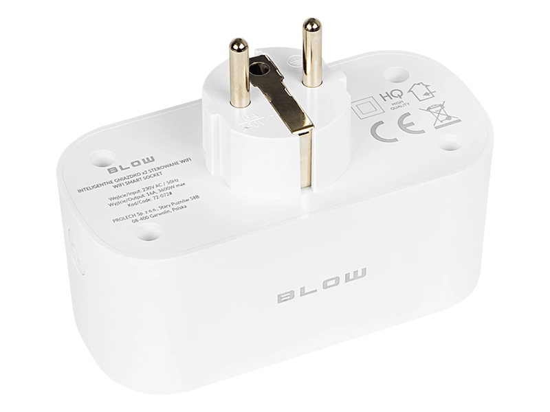 Inteligentne podwójne gniazdko rozgałęziacz 2x 230V sterowane WiFi TUYA białe