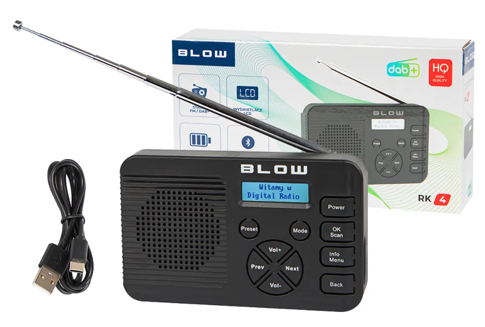 Bezprzewodowe radio kuchenne FM/DAB+ przenośne BLOW RK4 Bluetooth