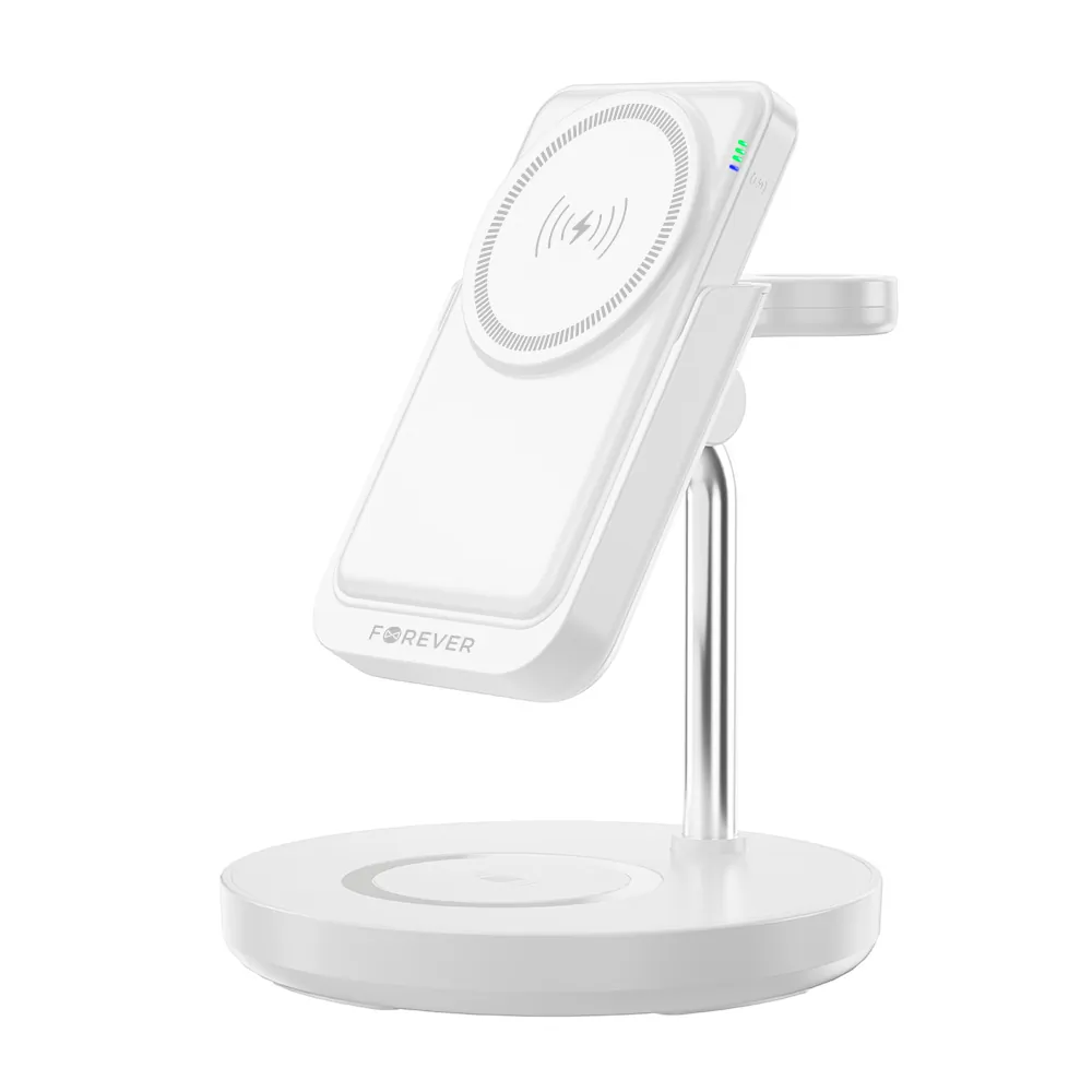Bezprzewodowa magnetyczna stacja ładująca 5w1 ładowarka indukcyjna z power bank Forever MACS-100 5000mAh USB-C Apple Airpods