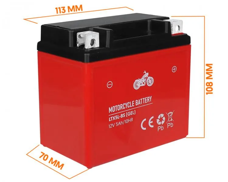 Bezobsługowy akumulator motocyklowy LTC do motocykli 12V 5Ah