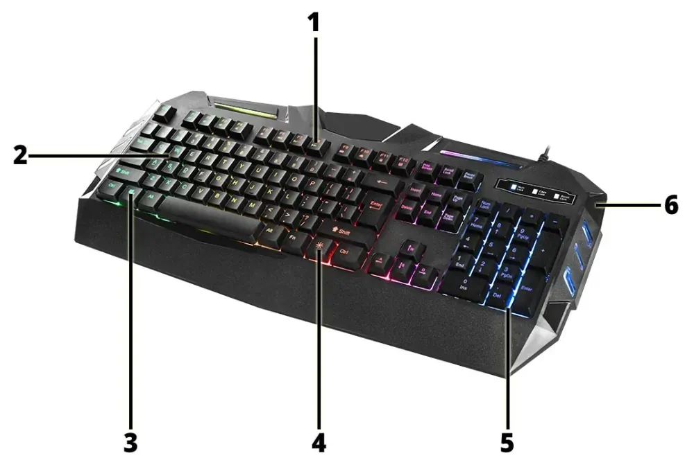 Klawiatura gamingowa podświetlana FURY SPITFIRE + mysz mata słuchawki dla graczy