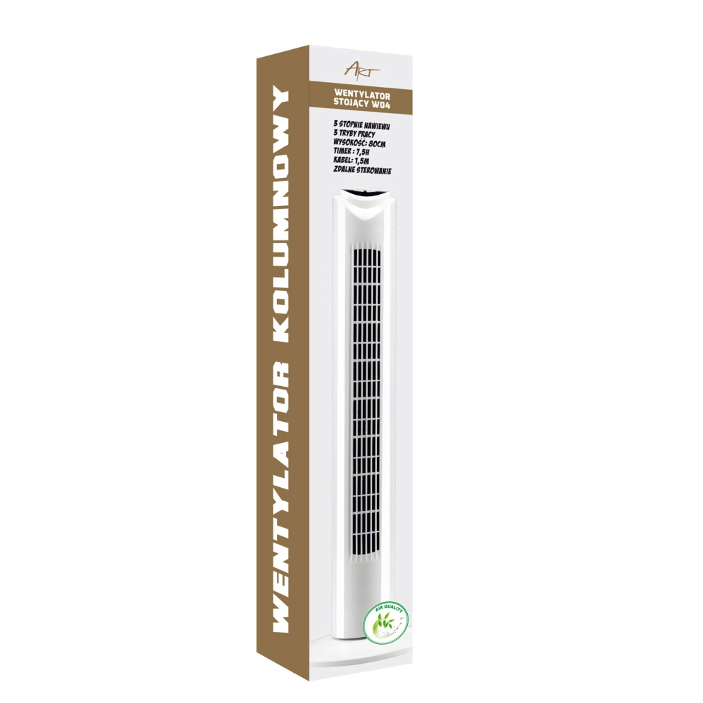 Wentylator kolumnowy 79cm 50W pilot oscylacja timer cichy do biura domu biały