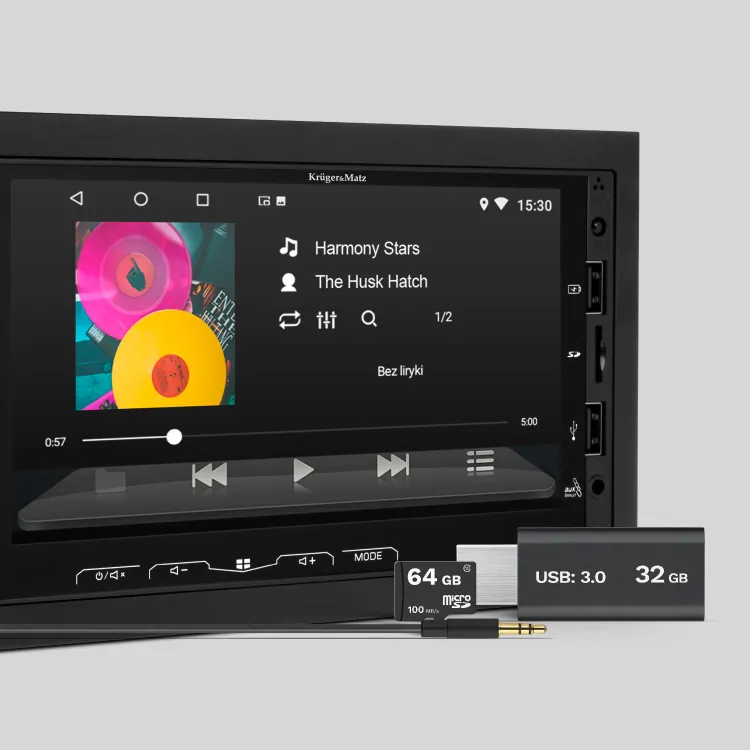 Radio samochodowe 7'' 2DIN Kruger&Matz KM2008 Bluetooth Android GPS Wi-Fi 2xUSB AUX SD RDS