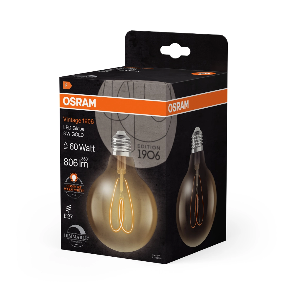 Żarówka retro LED ozdobna filament ściemnialna 8W E27 2200K ciepło biała OSRAM Vintage 1906