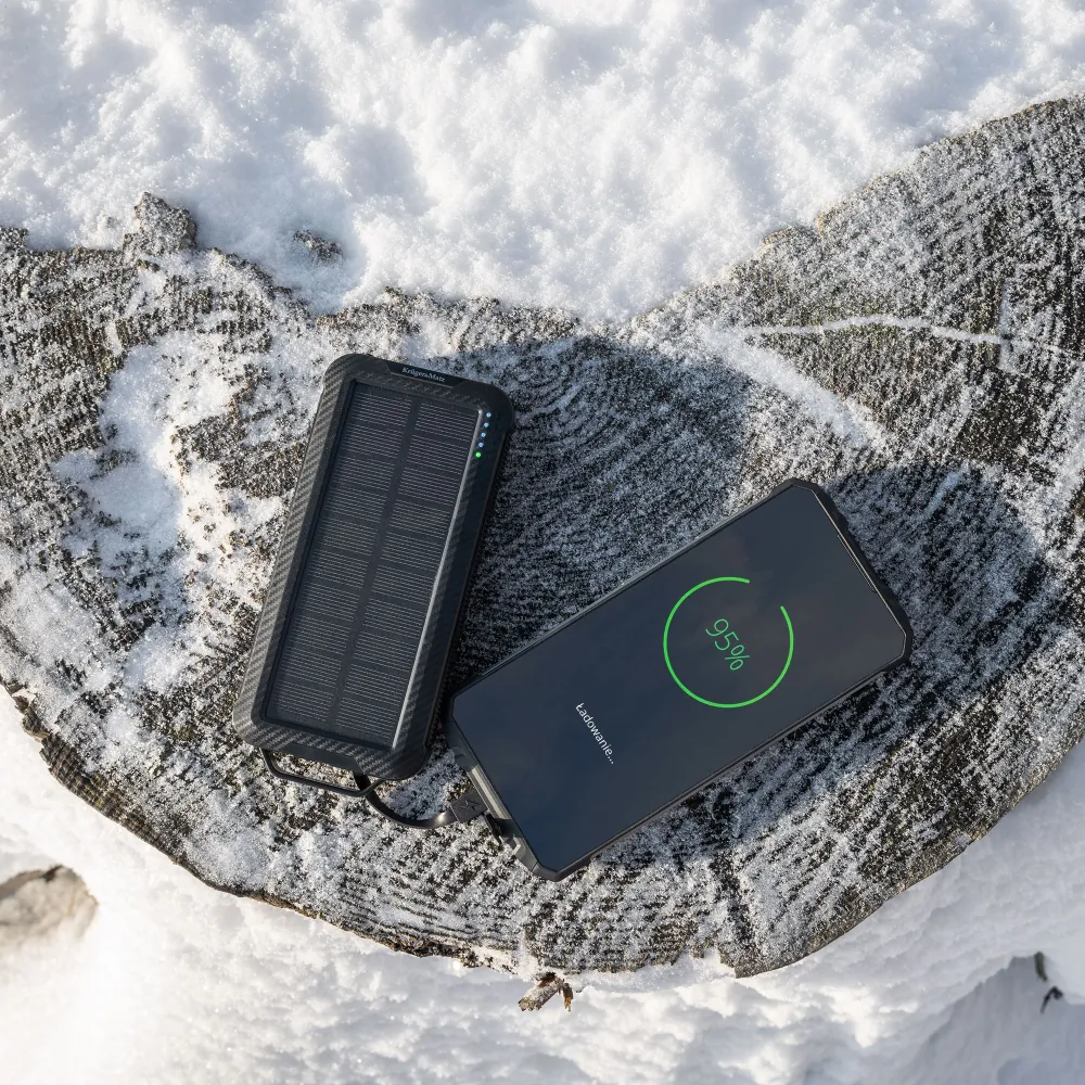 Powerbank solarny Kruger&Matz z latarką 10000mAh USB microUSB USB-C Lightning