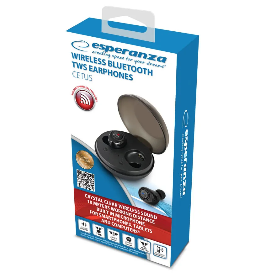 Słuchawki bezprzewodowe Bluetooth Esperanza CETUS douszne TWS 