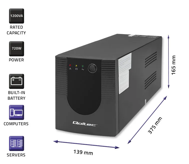 Zasilacz awaryjny UPS Qoltec Monolith 1200VA 720W