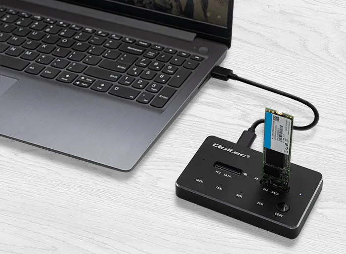 Stacja dokująca dysków Qoltec 2x SSD M.2 SATA NGFF USB Typ C