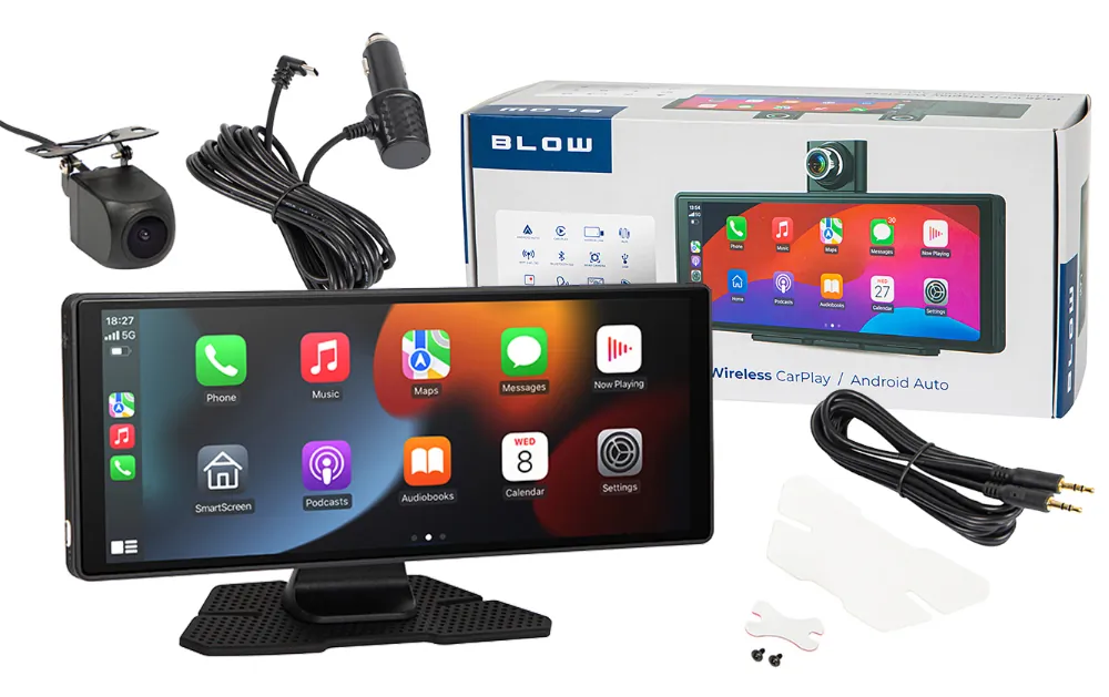 Stacja multimedialna  z wideorejestratorem bezprzewodowy CarPlay5.0 BLOW + kamera cofania