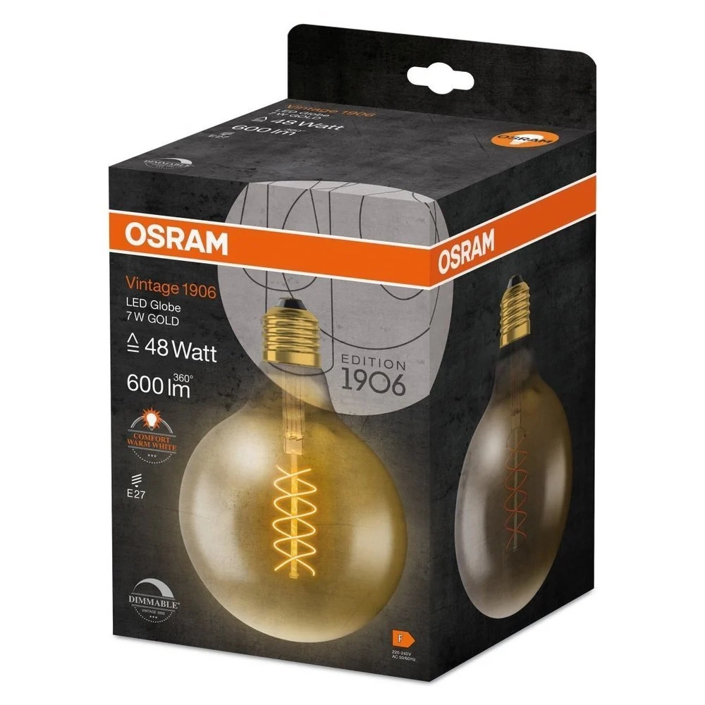 Żarówka retro LED ozdobna filament ściemnialna 7W E27 2200K ciepło biała OSRAM Vintage 1906