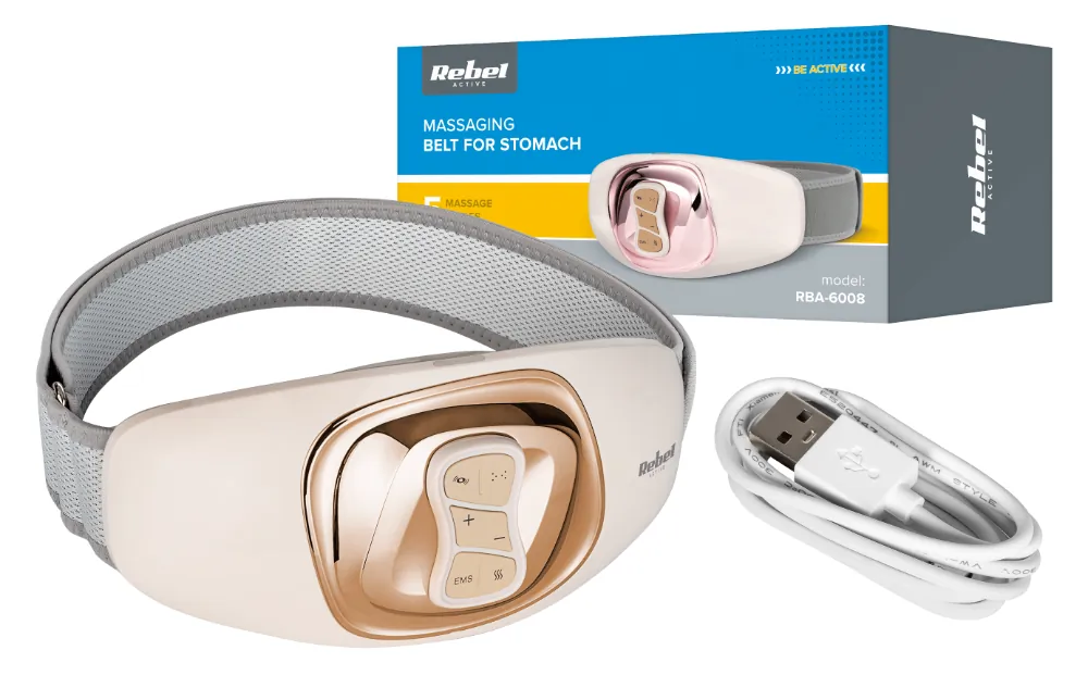 Bezprzewodowy pas do masażu stymulacji EMS mięśni brzucha REBEL ACTIVE z funkcją grzania