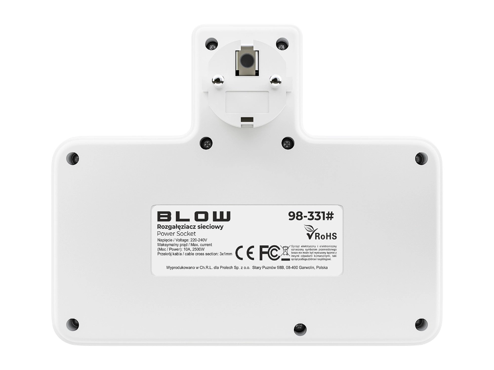 Rozgałęźnik PS-380 3-Gniazda z lampką biały