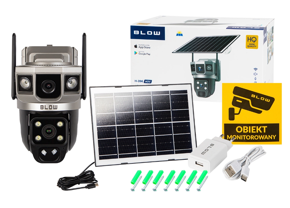 Zewnętrzna kamera BLOW 4G PTZ 4MP H-396-AOV DualLens + panel solarny