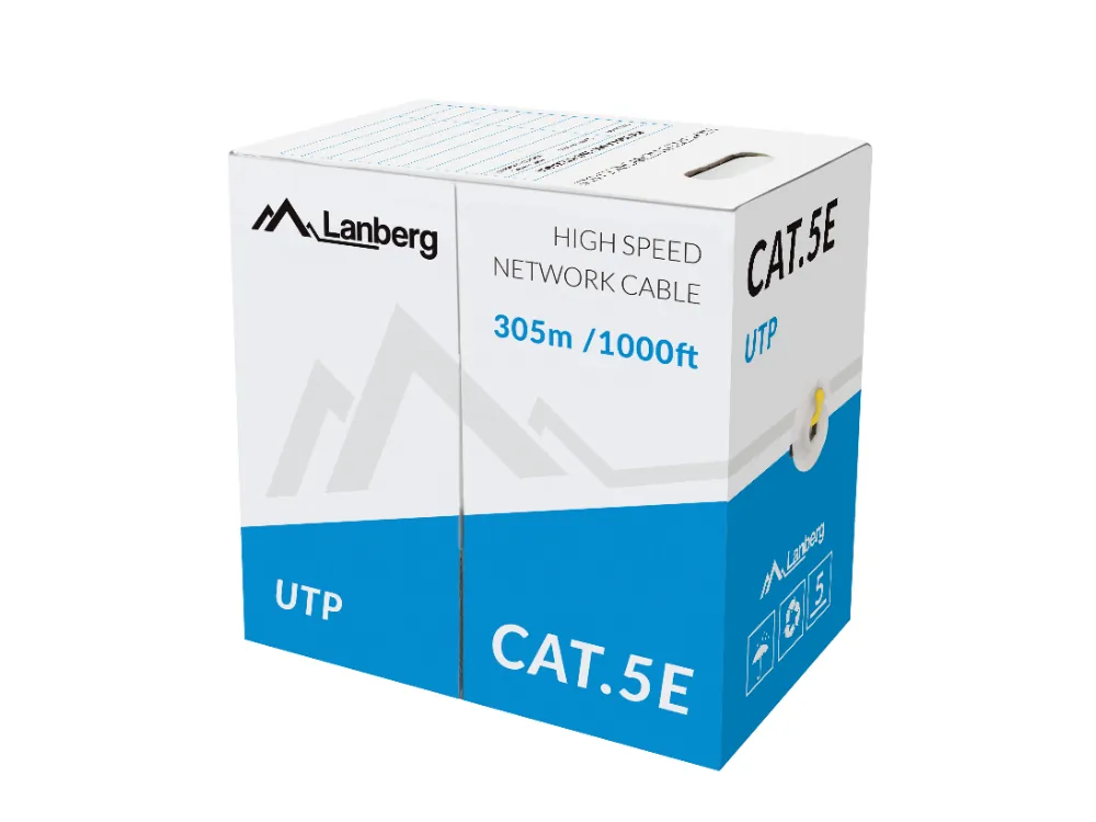 Kabel sieciowy LAN UTP ethernet skrętka RJ45 305m KAT-5E DRUT CCA żółty Lanberg