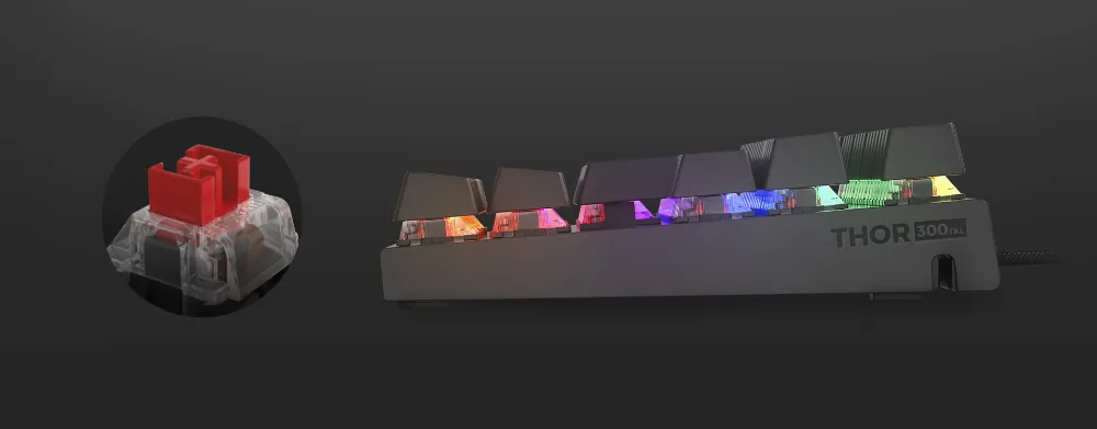 Aluminiowa klawiatura mechaniczna Genesis THOR 303 TKL RGB podświetlana gamingowa dla graczy
