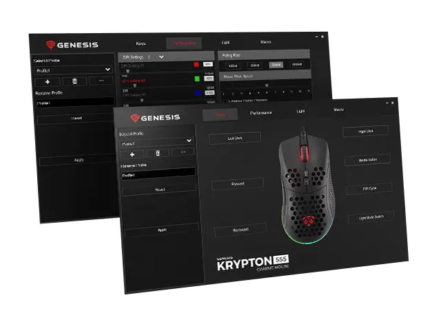 Mysz gamingowa podświetlana GENESIS KRYPTON 555  RGB dla graczy 8000DPI + oprogramowanie
