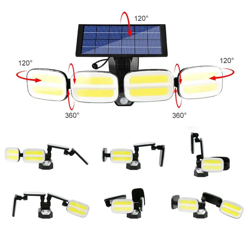 Lampa ścienna solarna regulowana LED LTC 40W z czujnikiem ruchu i zmierzchu