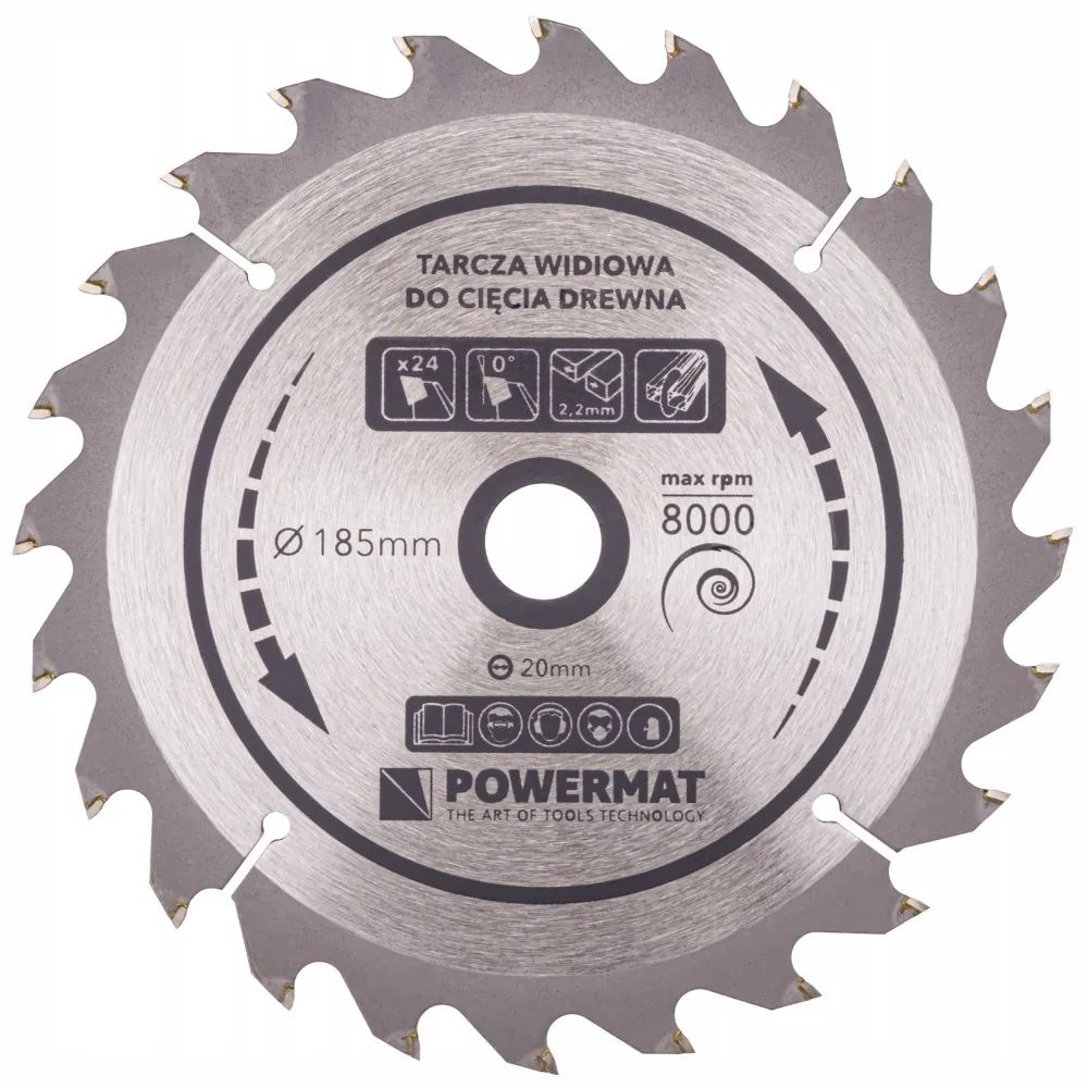 Tarcza widiowa do drewna 185x20 24 zęby Powermat TDD-185x20x24Z