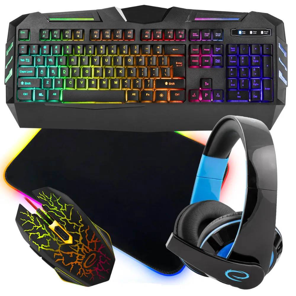 Klawiatura gamingowa podświetlana FURY SPITFIRE + mysz mata słuchawki dla graczy