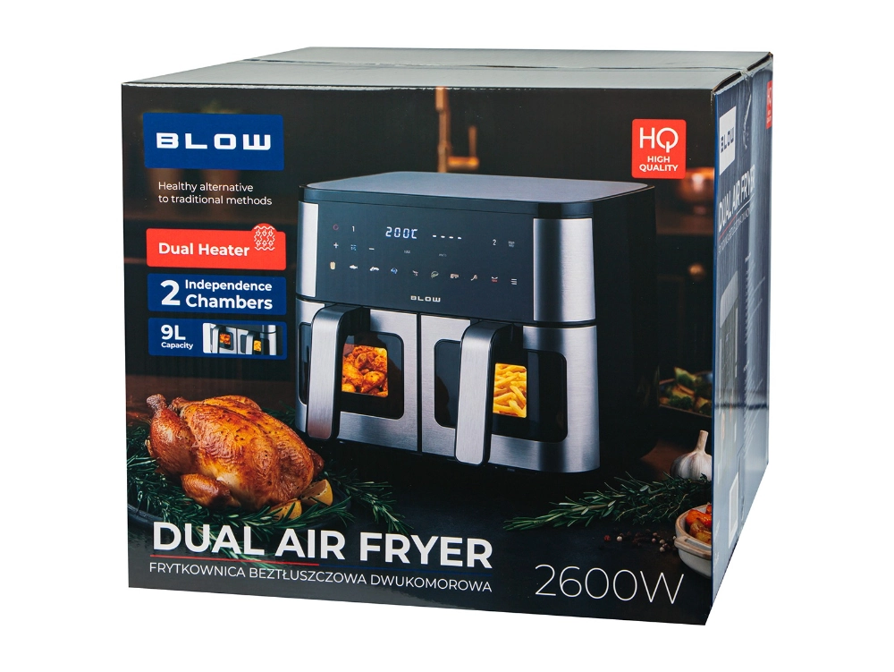 AIR FRYER frytkownica beztłuszczowa BLOW 2500W 9L dwukomorowy