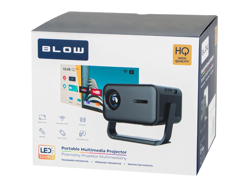 Projektor przenośny BLOW AndroidTV FullHD MaxView biały
