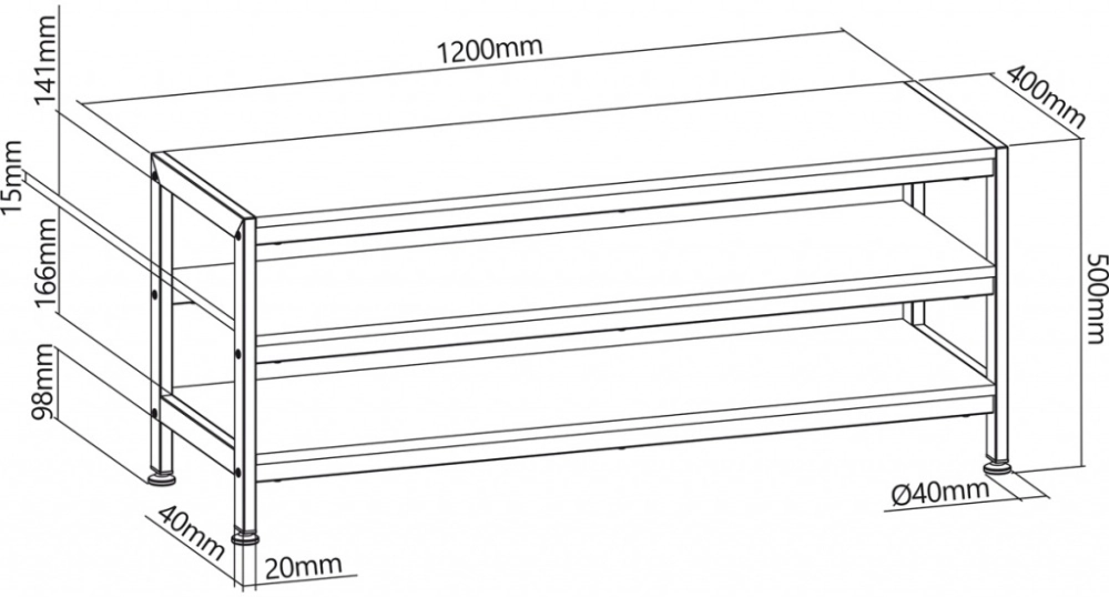 Stolik pod tv, tuner, multimedia 40KG SM-03 ART 120cm 3-półki