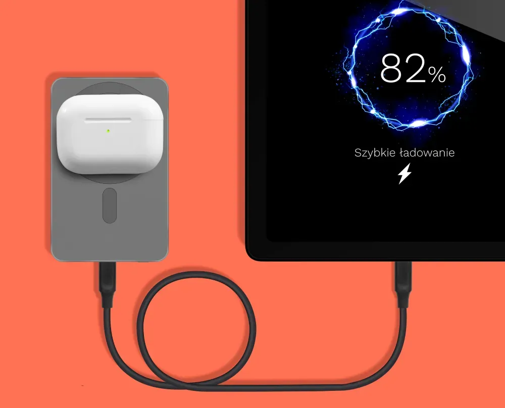 Powerbank indukcyjny Kruger&Matz Mag Safe 2w1 ładowarka indukcyjna 5000mAh USB-C - szary