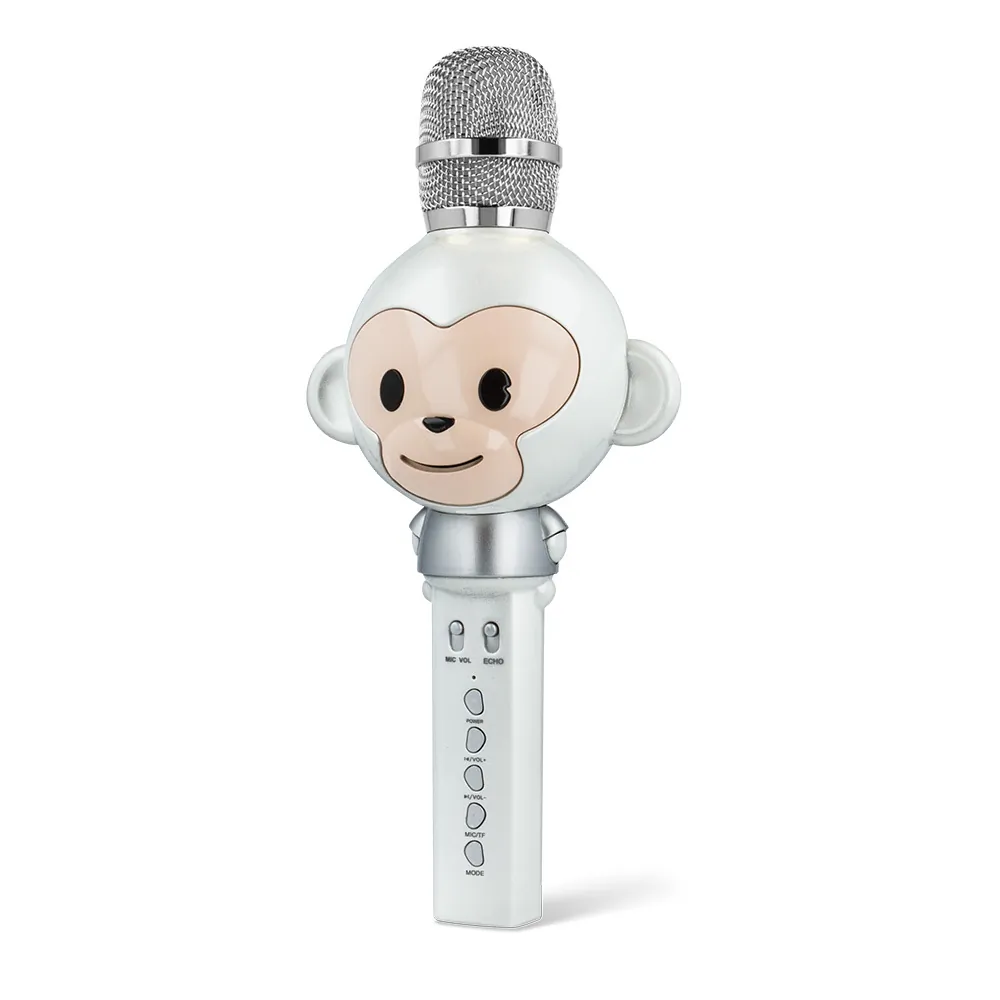 Mikrofon z głośnikiem bluetooth dla dzieci Forever Animal małpka - srebrny/biały - AMS-100