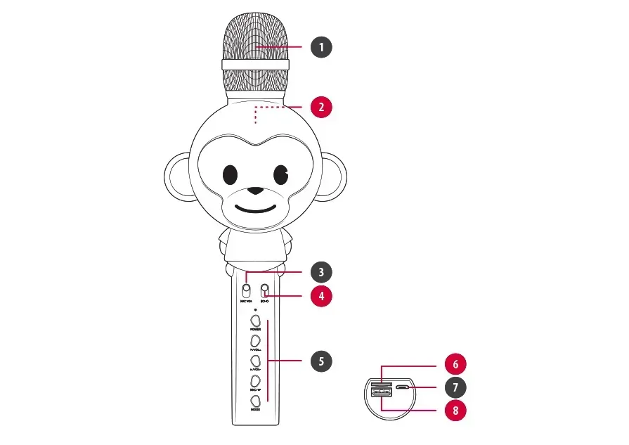 Mikrofon z głośnikiem bluetooth dla dzieci Forever Animal małpka - czarny - AMS-100 