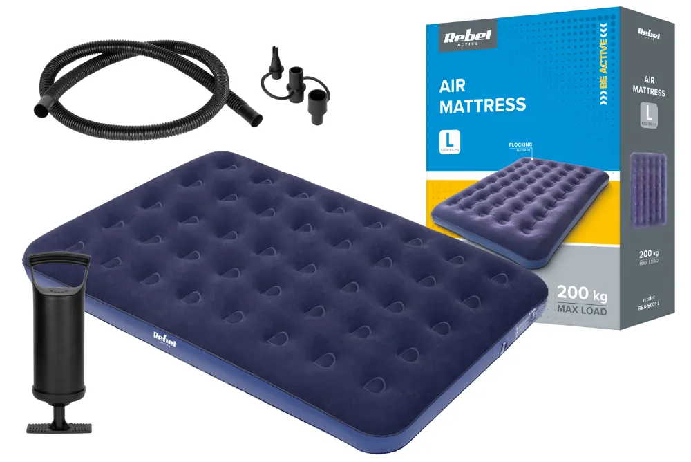 Materac dmuchany dwuosobowy do spania 186 x 130cm Rebel + pompka