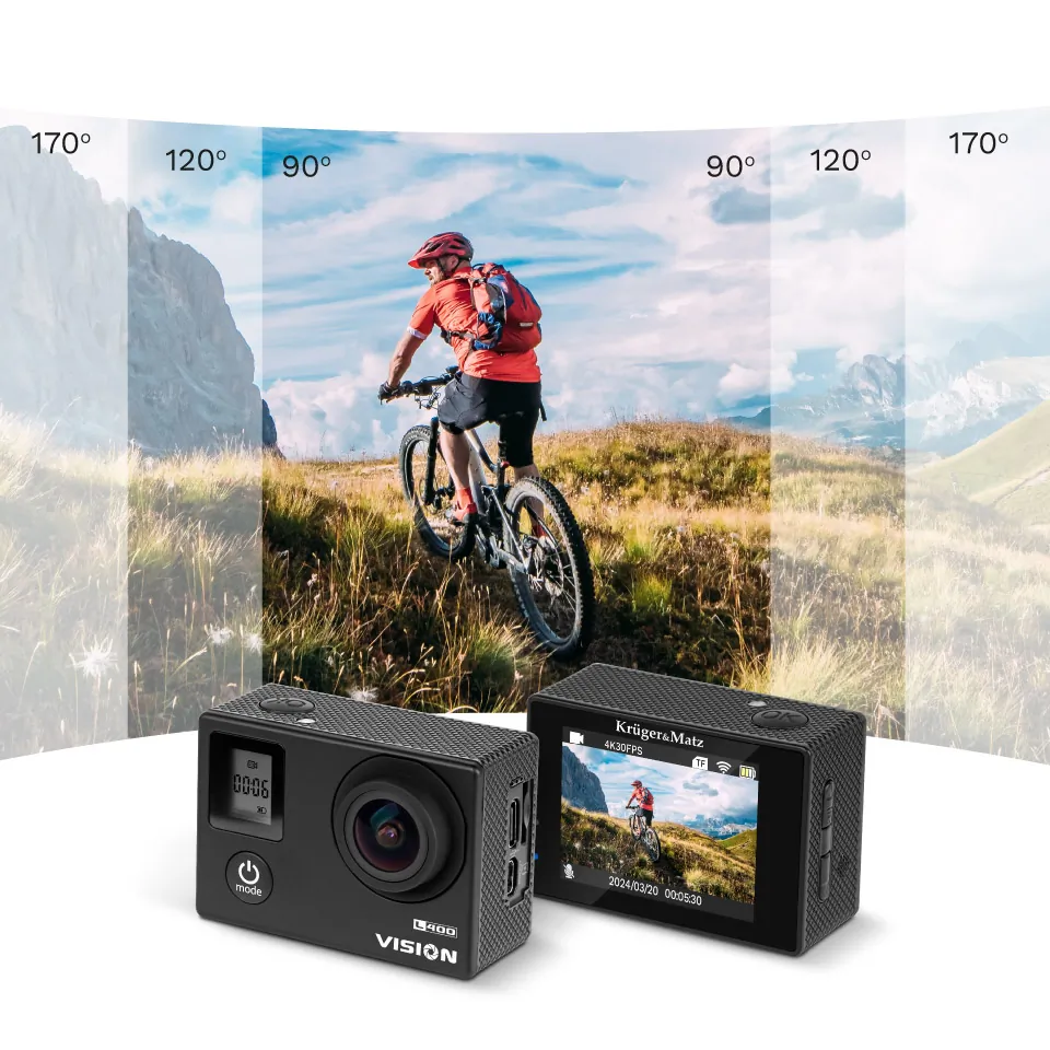 Kamera sportowa Kruger&Matz Vision L400 4K Wi-Fi + akcesoria