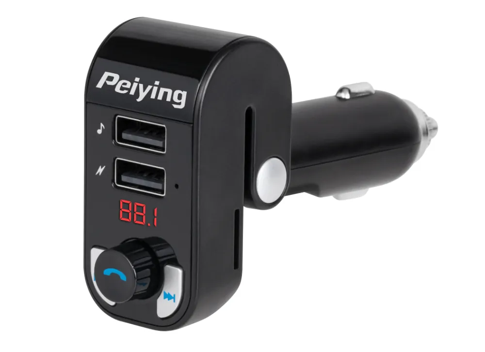 Transmiter FM samochodowy z zestawem głośnomówiącym Peiying Bluetooth 2xUSB