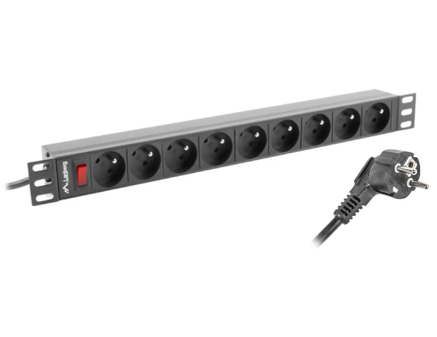 Listwa zasilająca RACK PDU LANBERG do szafy RACK 19" 1U 16A 3m 9x230V czarna