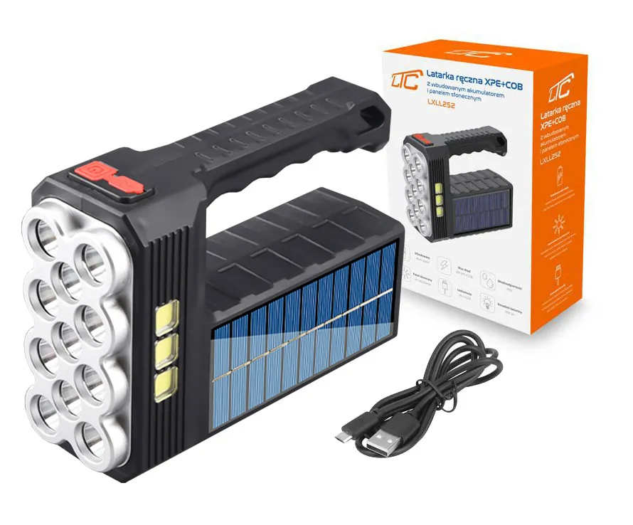 Akumulatorowa latarka ręczna solarna LTC szperacz LED 800lm