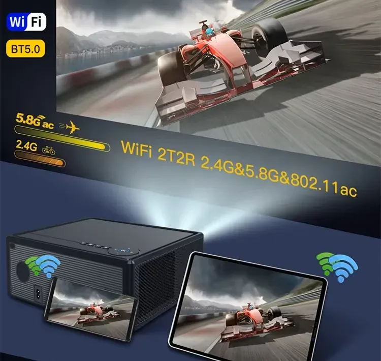Projektor multimedialny LED rzutnik ART X7PRO WiFi Bluetooth USB Android 9.0 8K 200 cali + pilot
