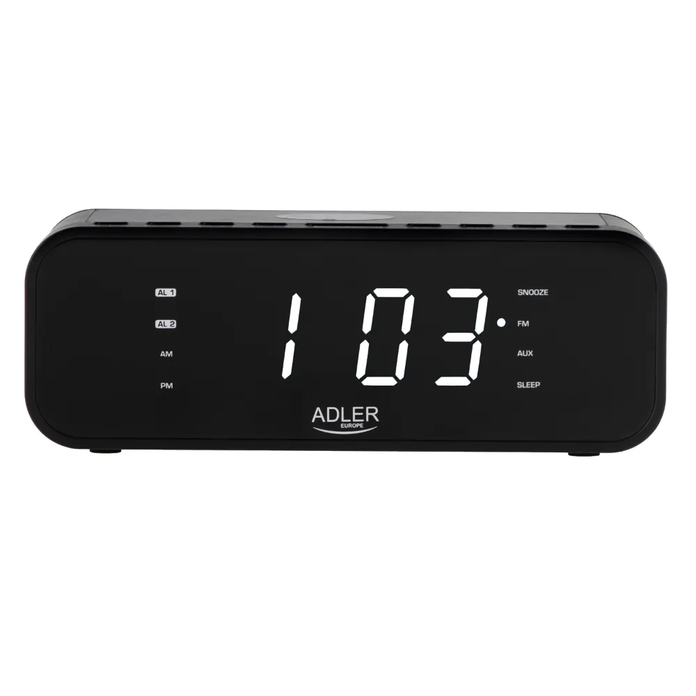 Radiobudzik z ładowarką bezprzewodową Adler AD 1192B Bluetooth AUX - czarny