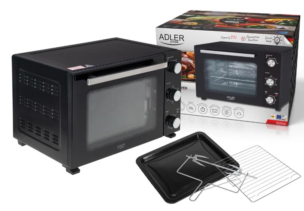 Piekarnik elektryczny 35L Adler AD 6025 + blacha do pieczenia + ruszt z uchwytem + rożen