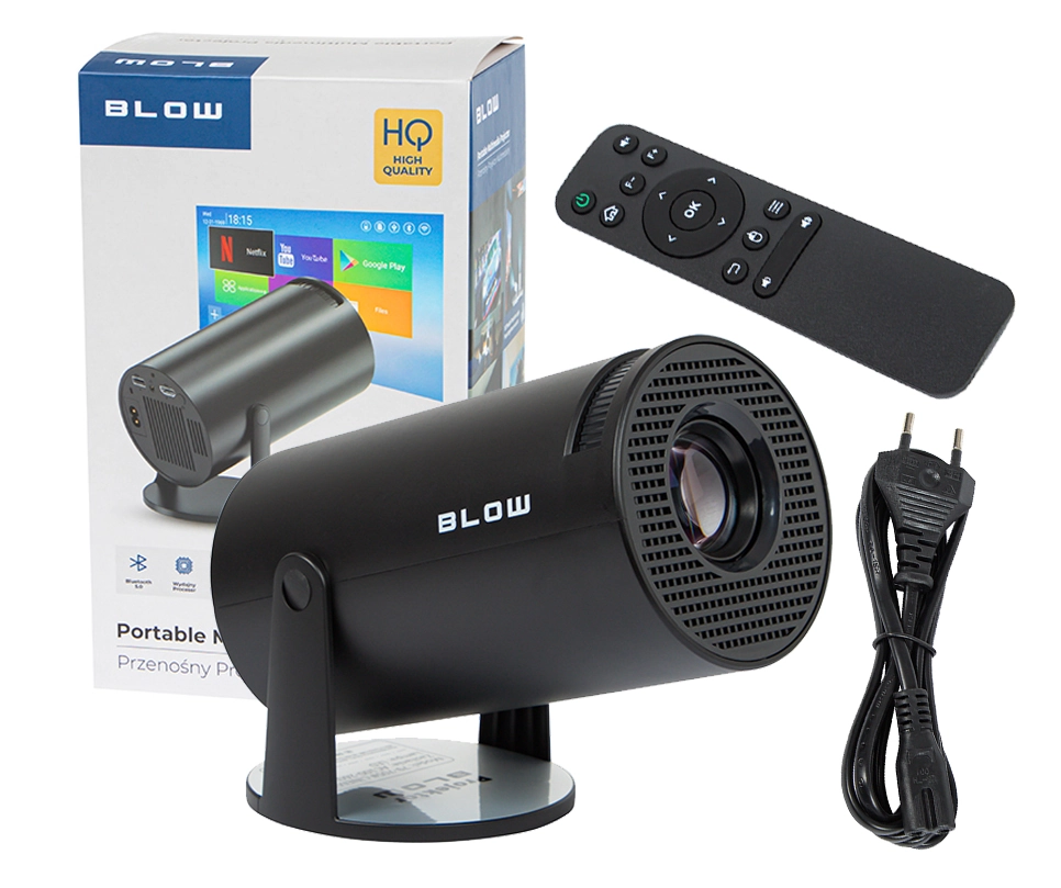 Przenośny projektor multimedialny AndroidTV HD  Wi-Fi BLOW Cinema BLACK