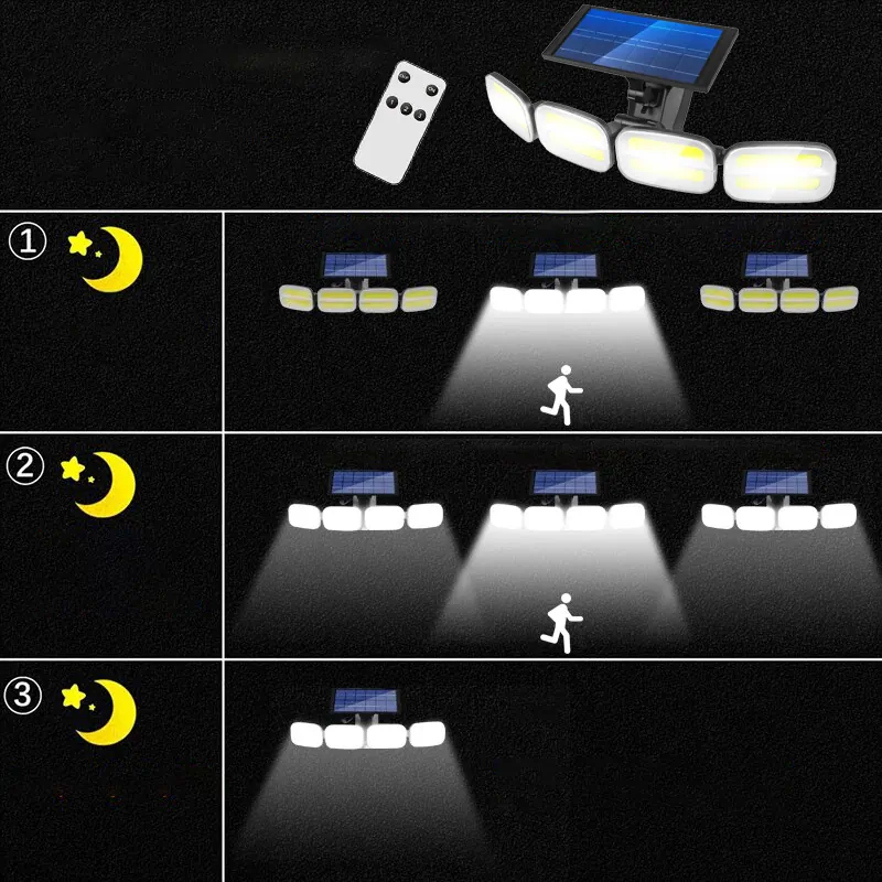 Lampa ścienna solarna regulowana LED LTC 40W z czujnikiem ruchu i zmierzchu