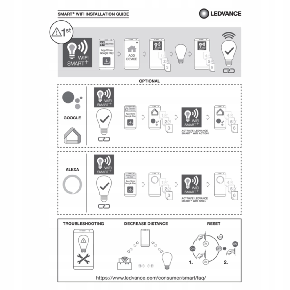 Żarówka inteligentna SMART+ WiFi ściemnialna filament 7.5W E27 2700K barwa ciepła LEDVANCE