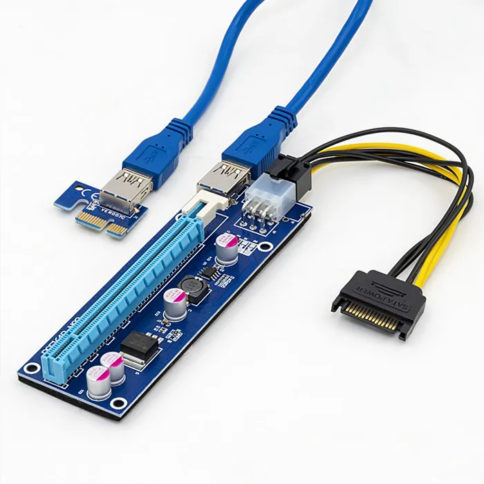 Riser PCI-E Qoltec 1x-16x USB 3.0 ver. 007C SATA / PCI-E 6pin