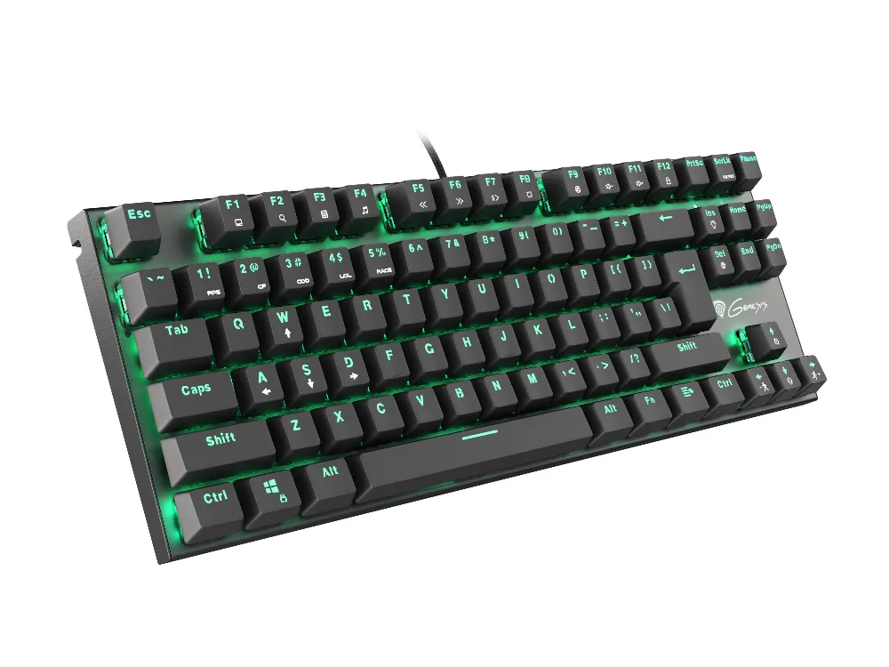 Klawiatura mechaniczna Genesis THOR 300 TKL gamingowa dla graczy zielone podświetlenie