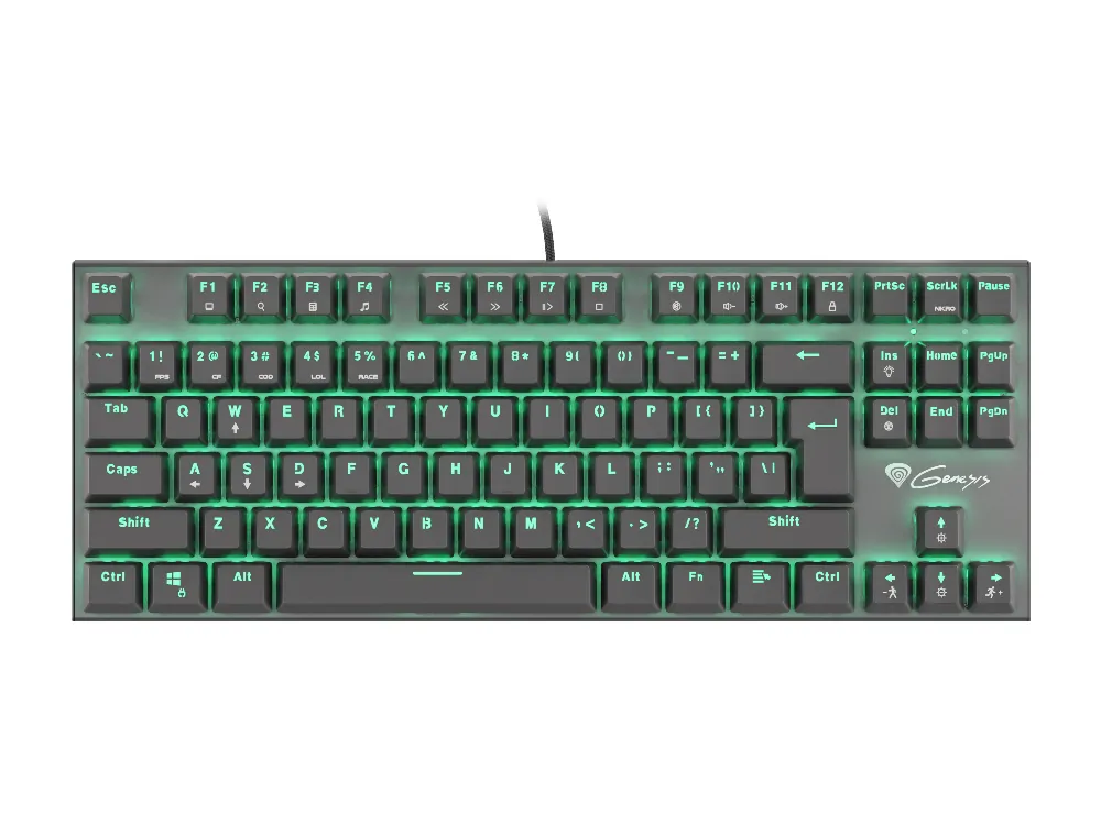 Klawiatura mechaniczna Genesis THOR 300 TKL gamingowa dla graczy zielone podświetlenie