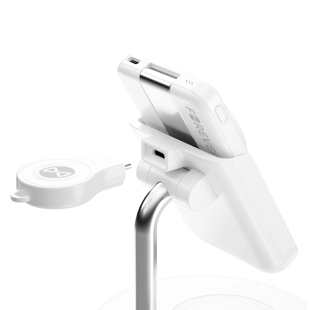 Bezprzewodowa magnetyczna stacja ładująca 5w1 ładowarka indukcyjna z power bank Forever MACS-100 5000mAh USB-C Apple Airpods