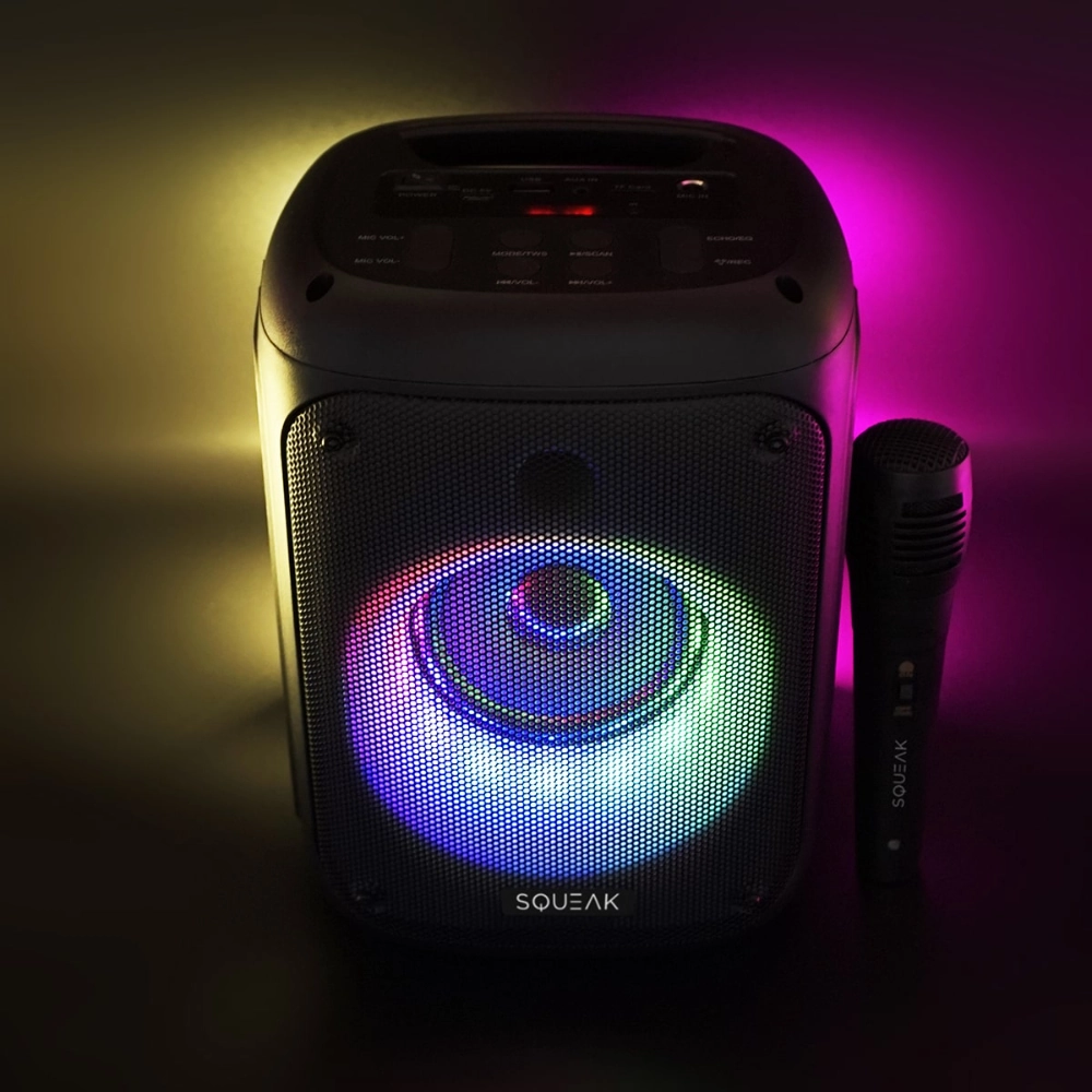Głośnik bluetooth przenośny Squeak BeatFlow karaoke speaker radio FM AUX USB-C 35W TWS + mikrofon